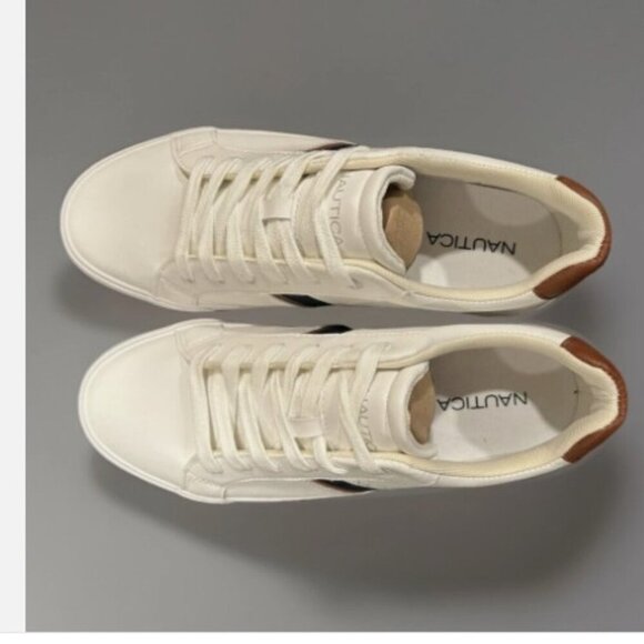 NEW Nautica Garrison 2 Leather Sneakers Men’s Size 11 White/Brown Casual Shoes - Picture 5 of 13